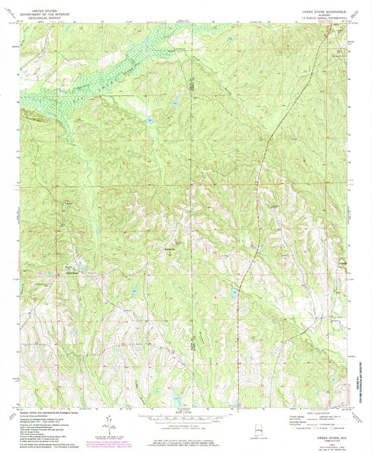 Classic USGS Creek Stand Alabama 7.5'x7.5' Topo Map Image