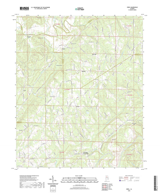 Creel Alabama US Topo Map Image
