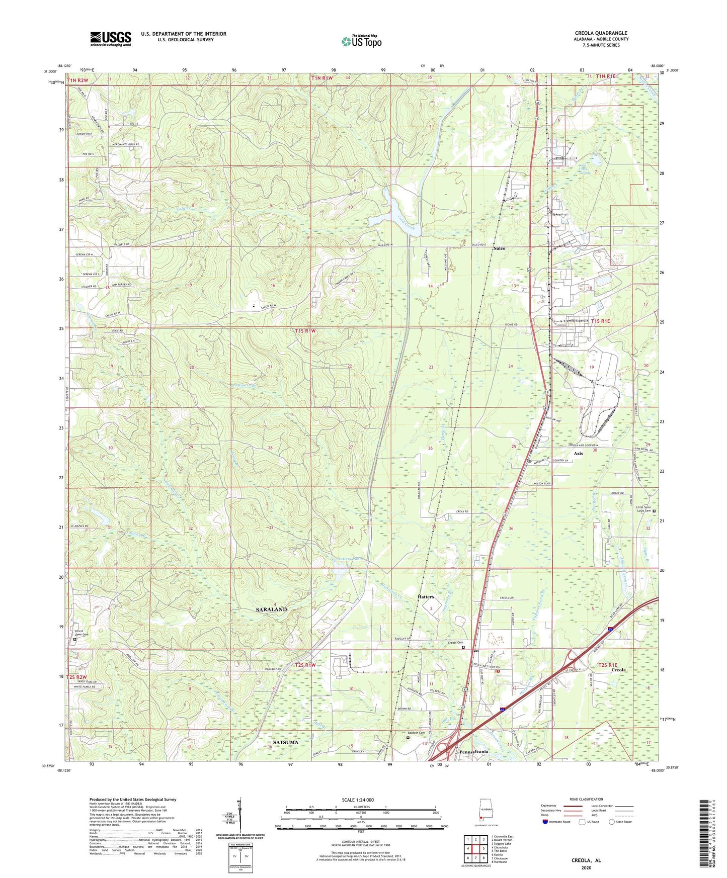 Creola Alabama US Topo Map Image