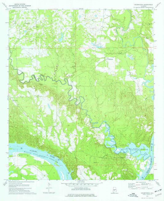 Classic USGS Crumptonia Alabama 7.5'x7.5' Topo Map Image