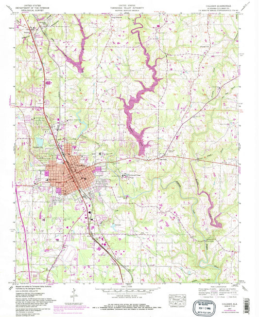 Classic USGS Cullman Alabama 7.5'x7.5' Topo Map Image