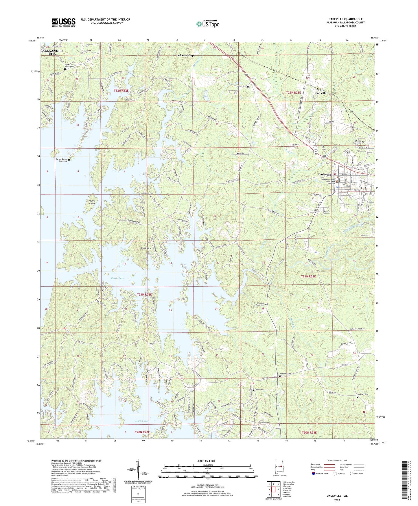 Dadeville Alabama US Topo Map Image
