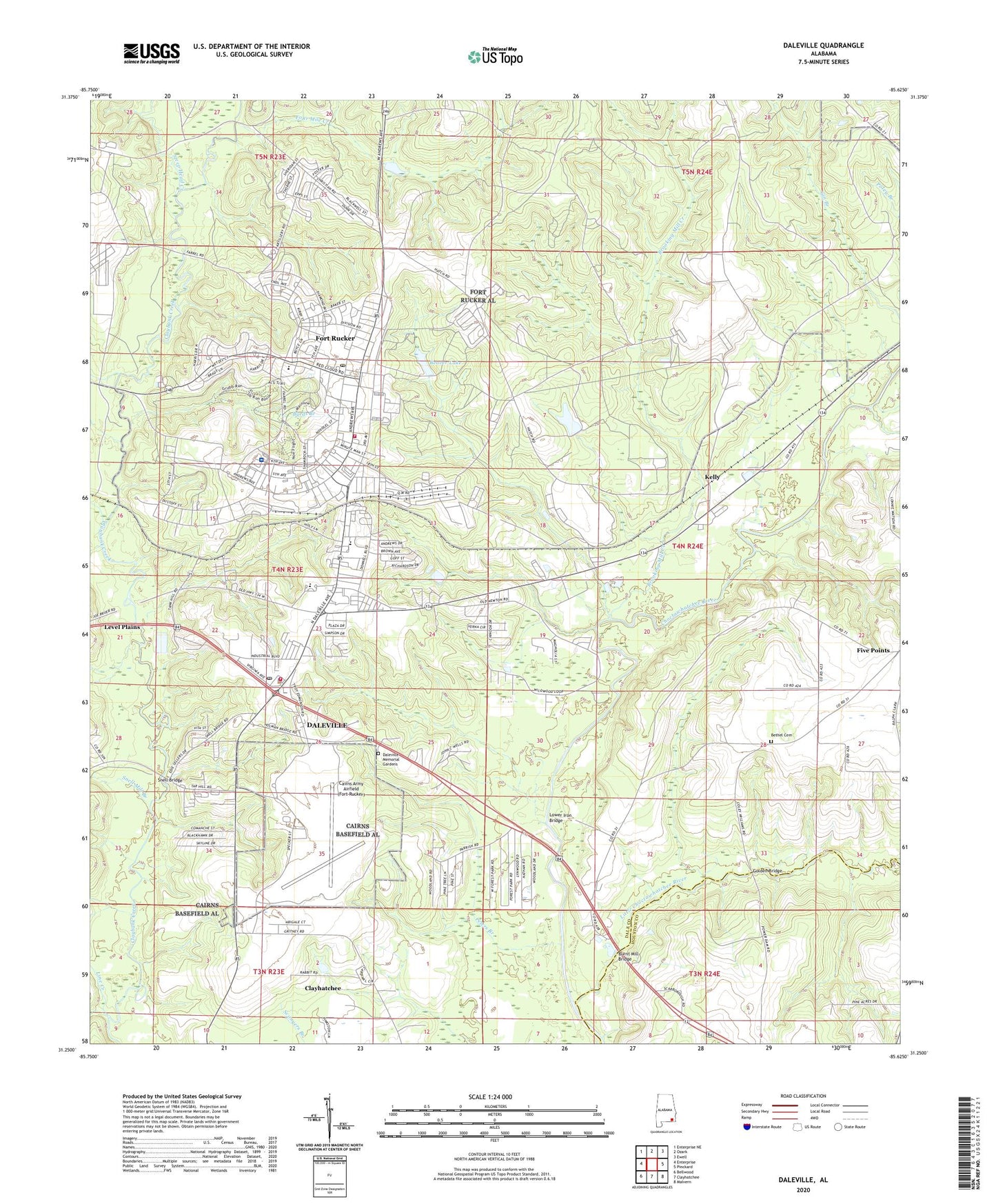 Daleville Alabama US Topo Map Image