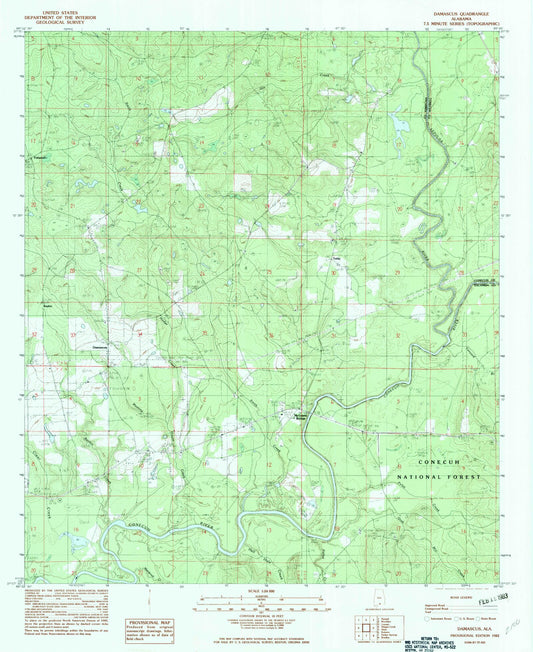 Classic USGS Damascus Alabama 7.5'x7.5' Topo Map Image