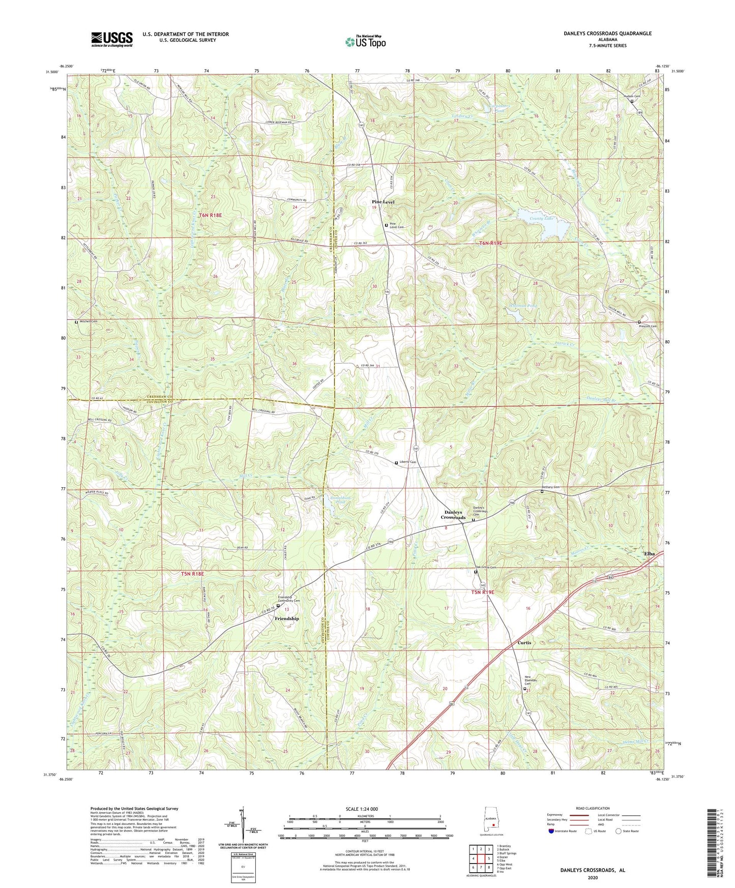 Danleys Crossroads Alabama US Topo Map Image