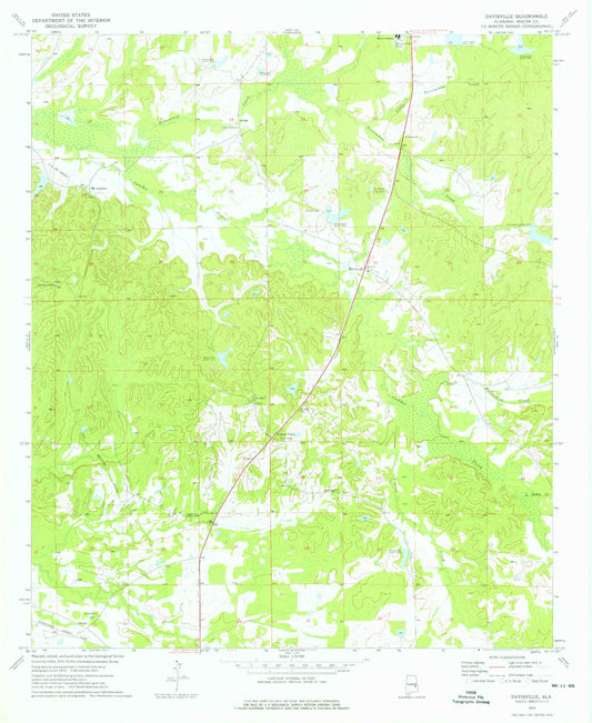 Classic USGS Davisville Alabama 7.5'x7.5' Topo Map Image