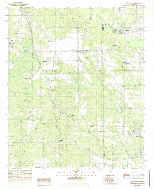 Classic USGS Deatsville Alabama 7.5'x7.5' Topo Map Image