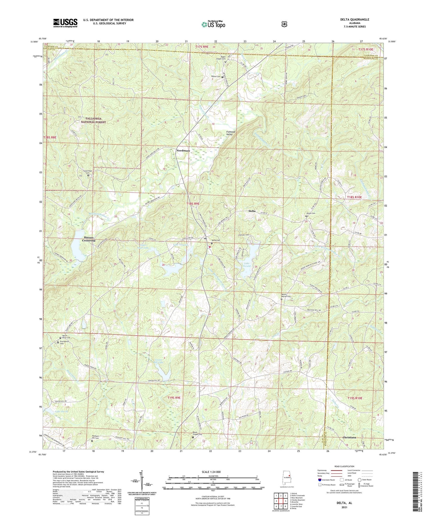 Delta Alabama US Topo Map Image