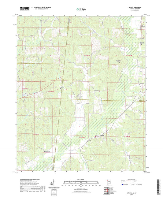 Detroit Alabama US Topo Map Image