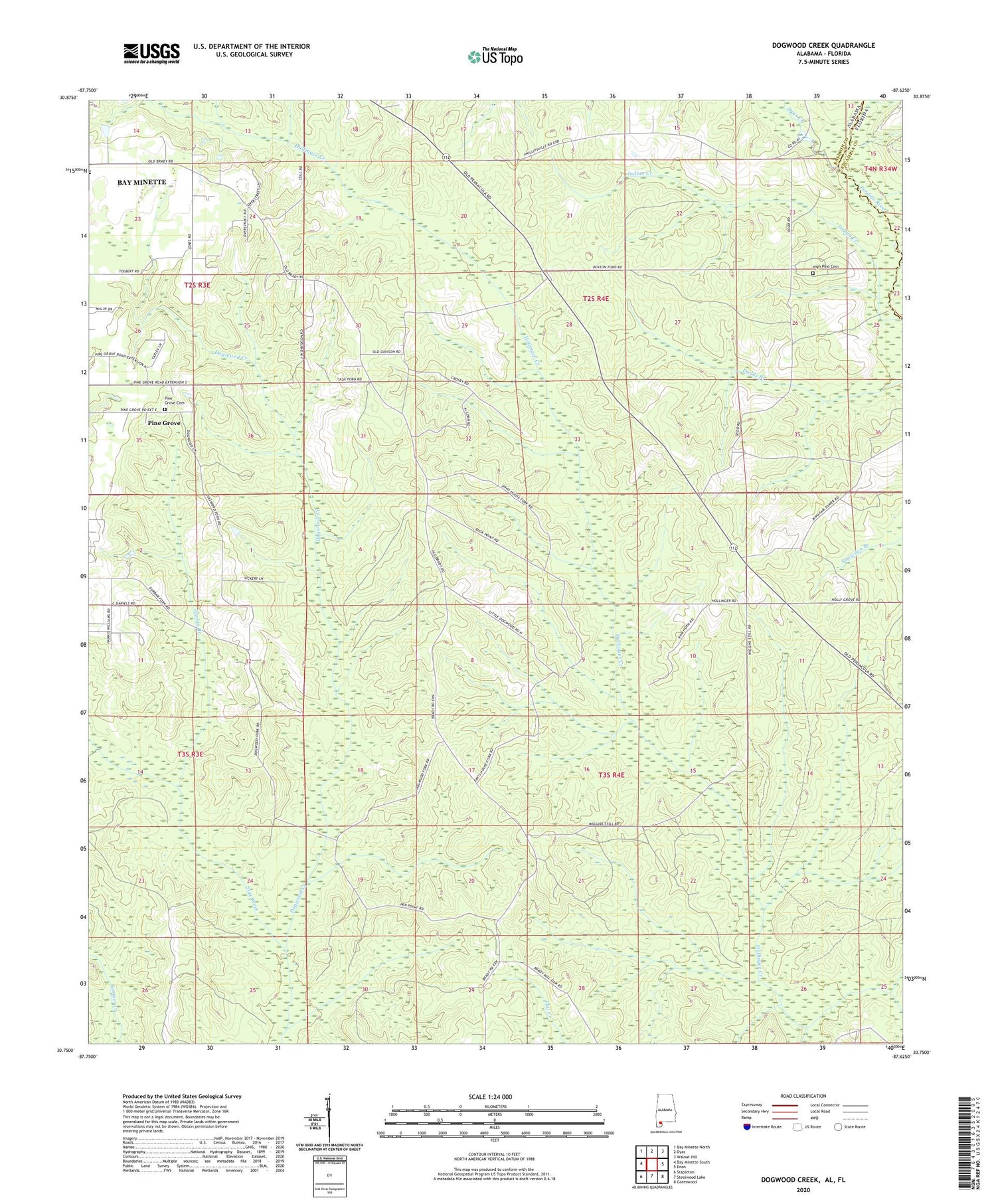 Dogwood Creek Alabama US Topo Map Image