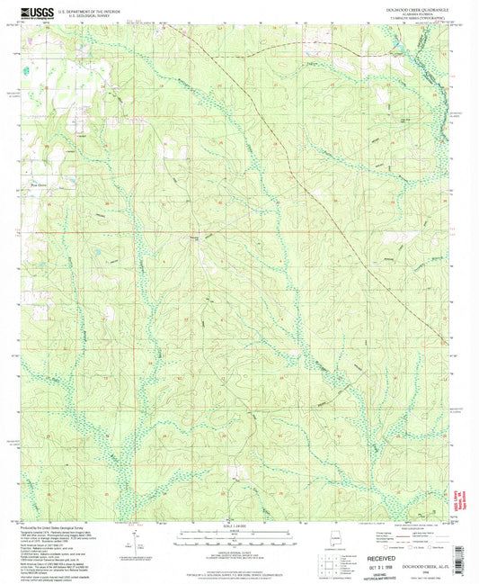 Classic USGS Dogwood Creek Alabama 7.5'x7.5' Topo Map Image