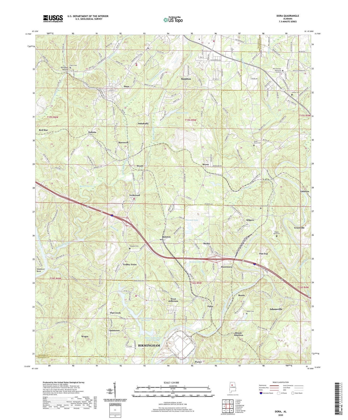 Dora Alabama US Topo Map Image
