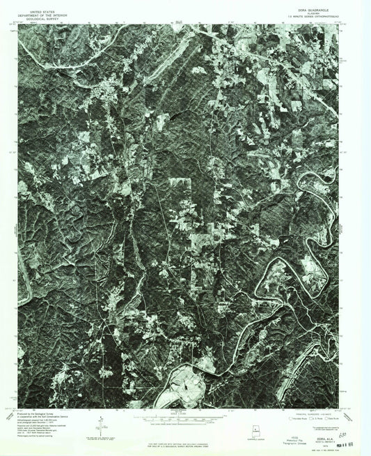 Classic USGS Dora Alabama 7.5'x7.5' Topo Map Image