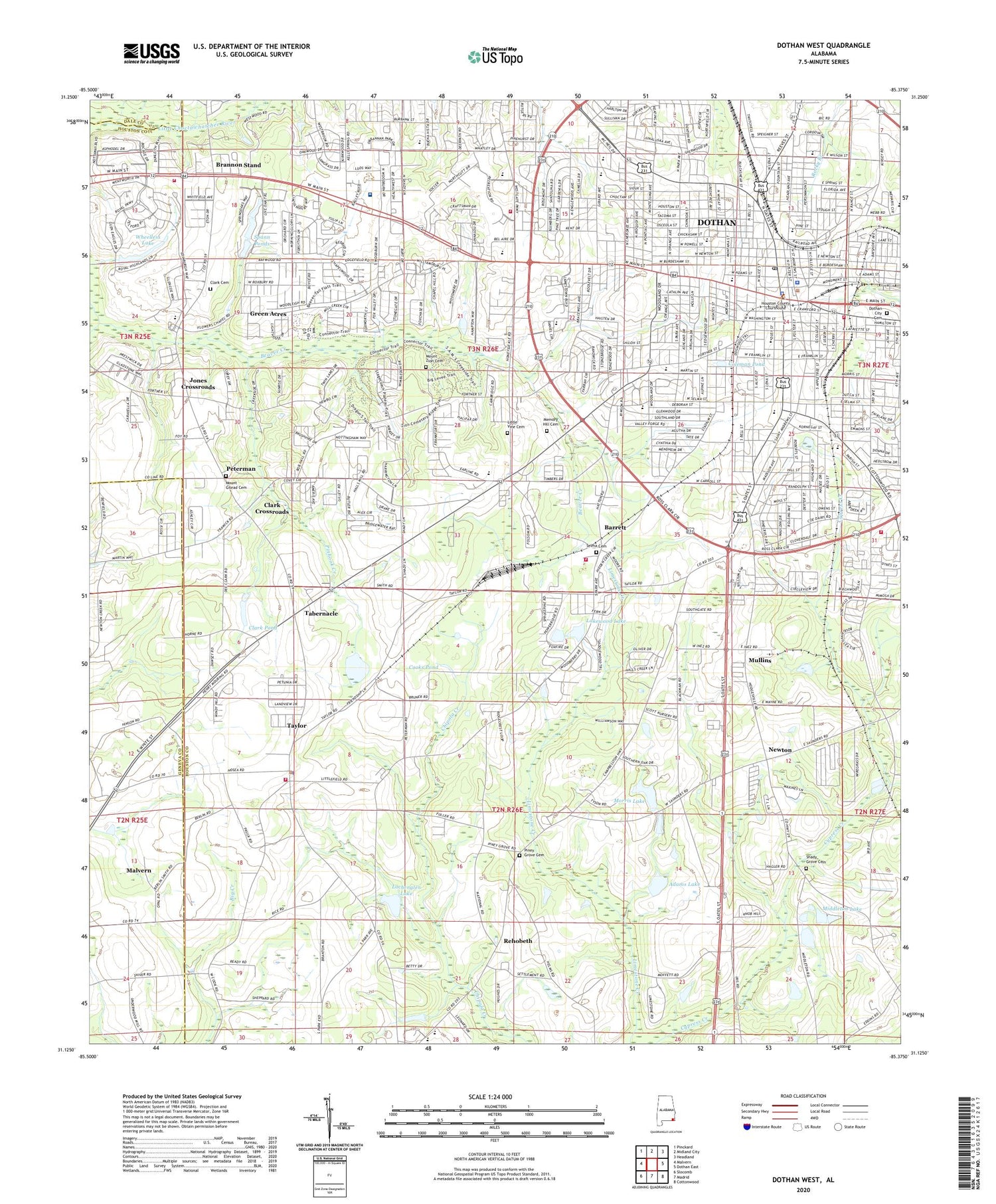 Dothan West Alabama US Topo Map Image