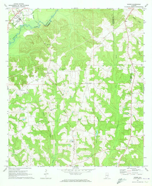 Classic USGS Dozier Alabama 7.5'x7.5' Topo Map Image