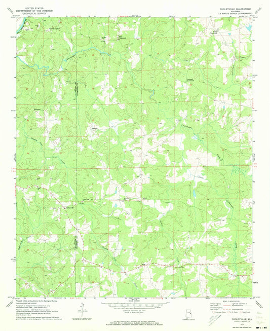 Classic USGS Dudleyville Alabama 7.5'x7.5' Topo Map Image