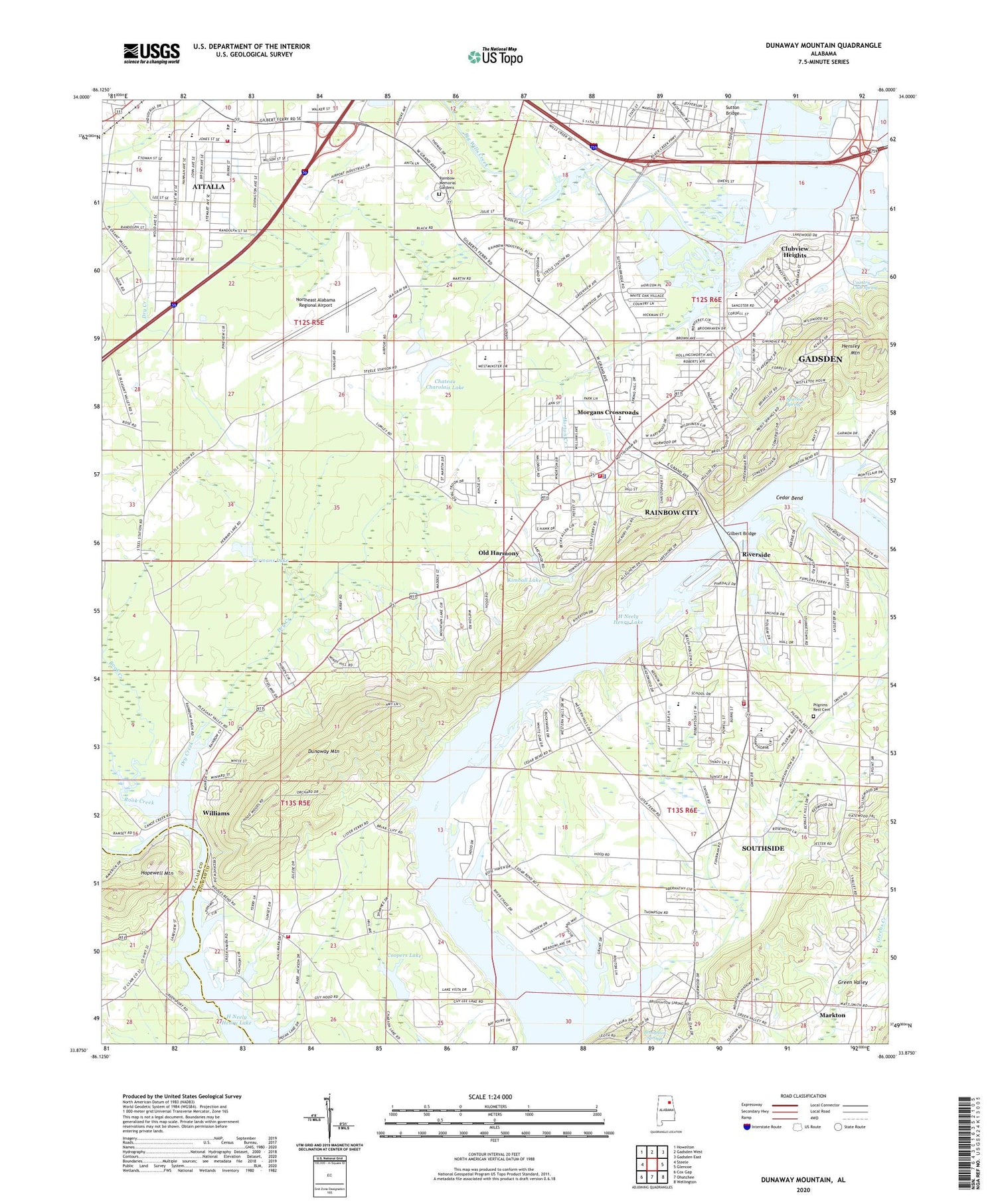 Dunaway Mountain Alabama US Topo Map Image