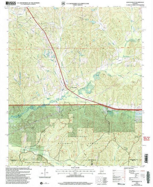 Classic USGS Duncanville Alabama 7.5'x7.5' Topo Map Image