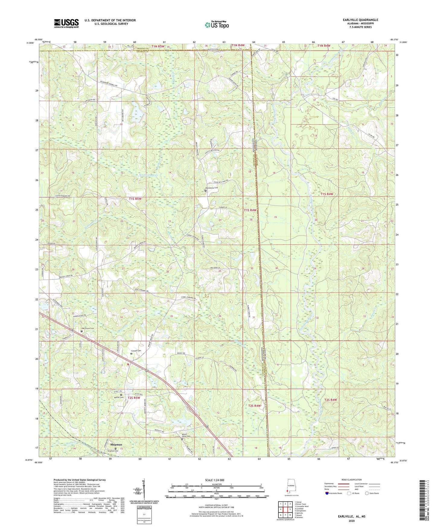 Earlville Alabama US Topo Map Image