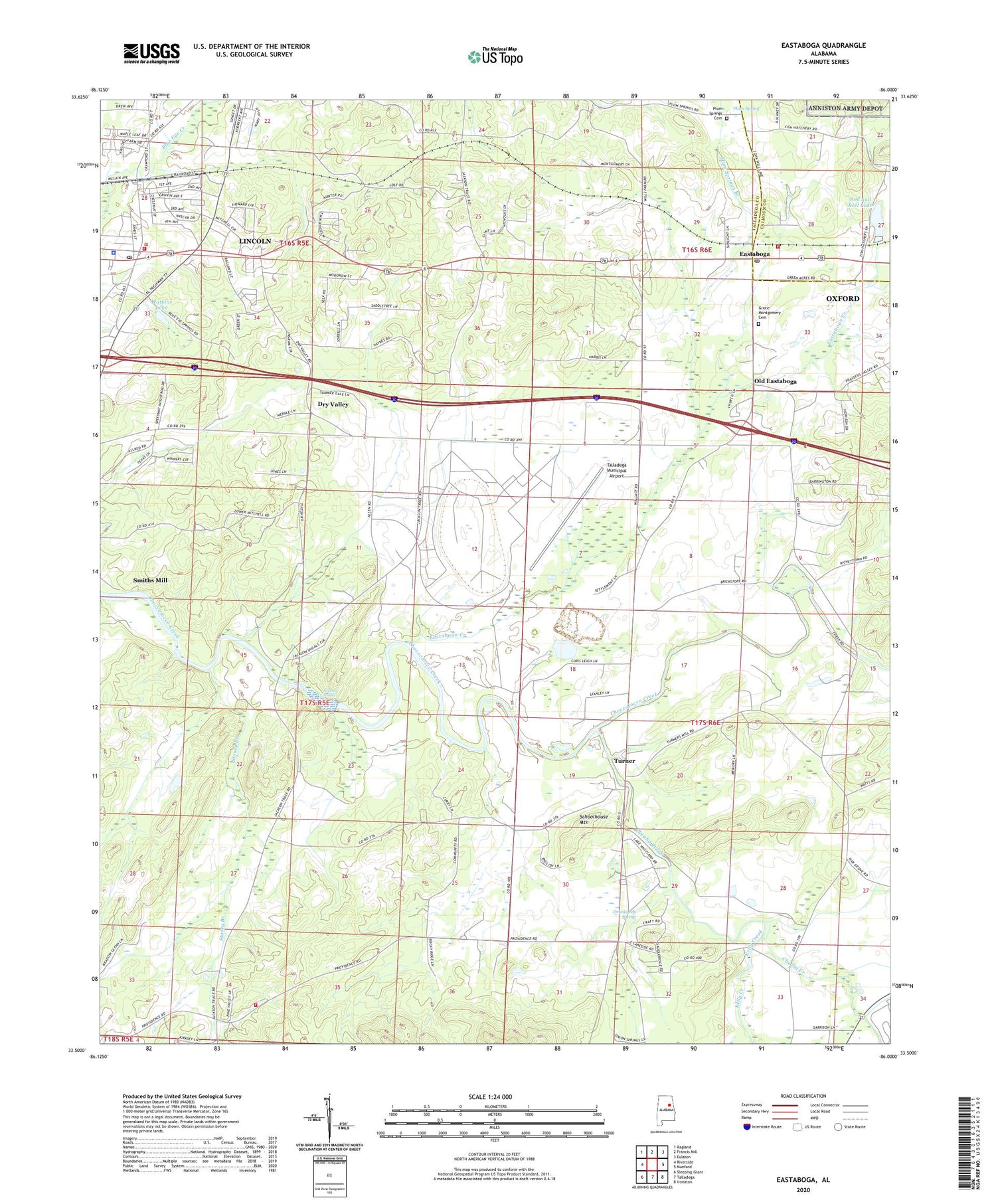 Eastaboga Alabama US Topo Map Image