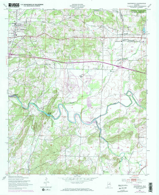 Classic USGS Eastaboga Alabama 7.5'x7.5' Topo Map Image