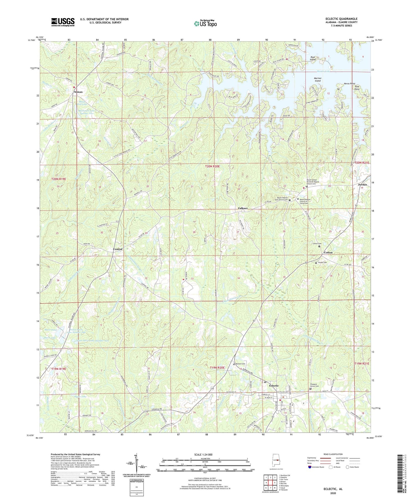 Eclectic Alabama US Topo Map Image
