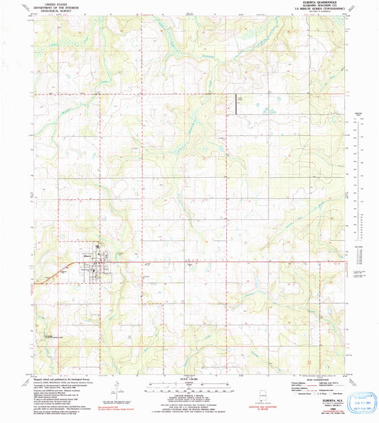 Classic USGS Elberta Alabama 7.5'x7.5' Topo Map Image