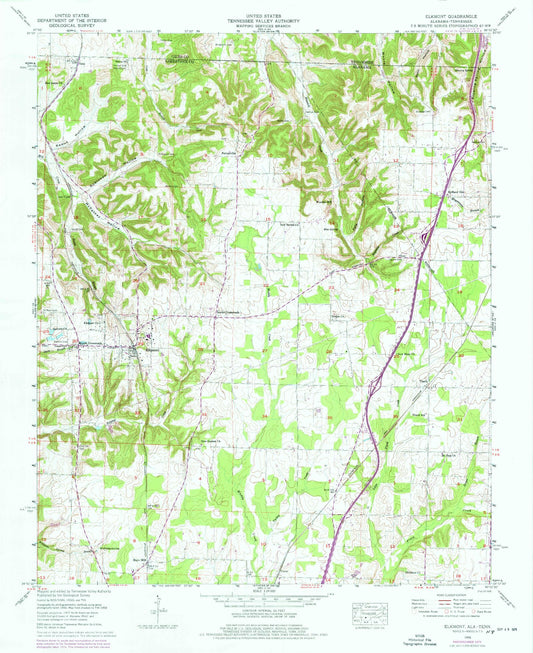 Classic USGS Elkmont Alabama 7.5'x7.5' Topo Map Image