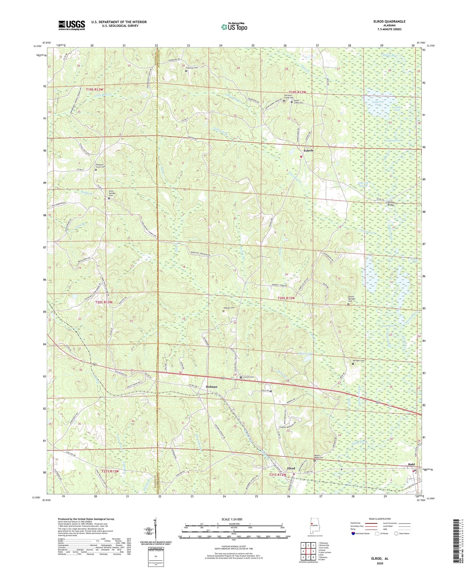 Elrod Alabama US Topo Map Image