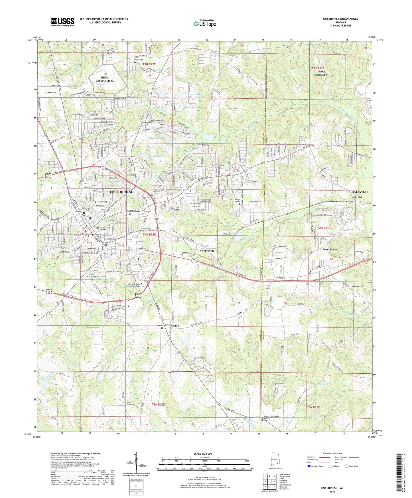 Enterprise Alabama US Topo Map Image