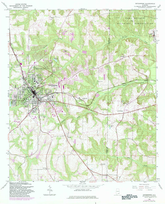 Classic USGS Enterprise Alabama 7.5'x7.5' Topo Map Image