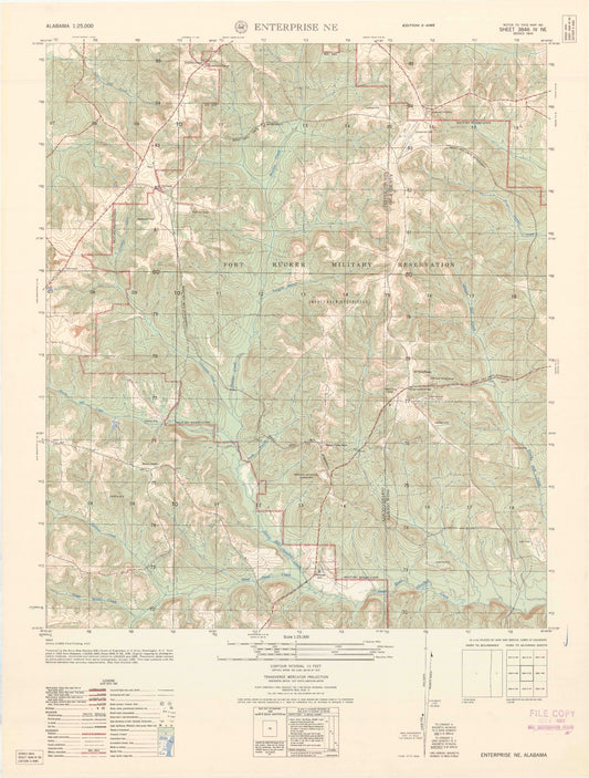 Classic USGS Enterprise NE Alabama 7.5'x7.5' Topo Map Image