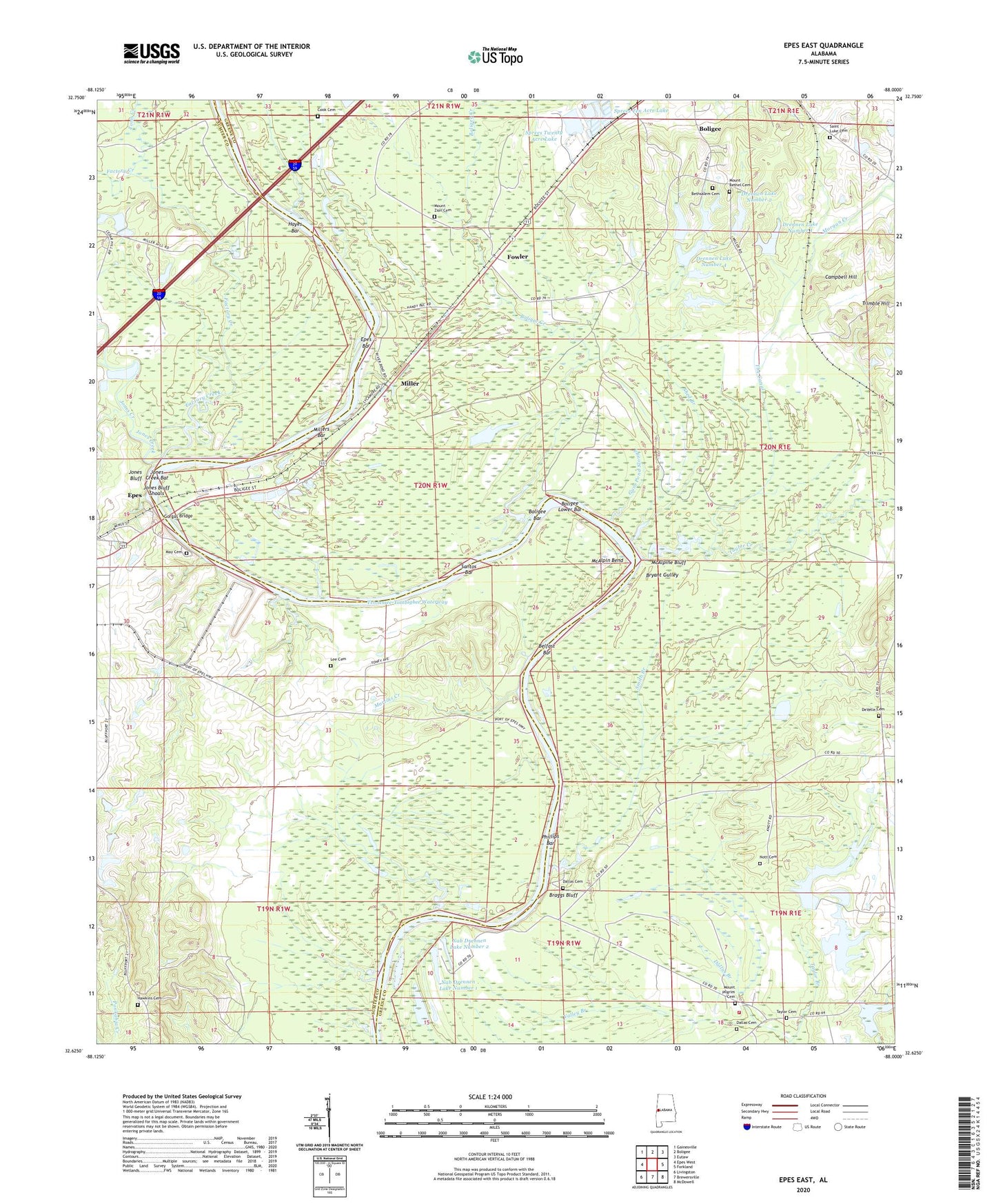 Epes East Alabama US Topo Map Image