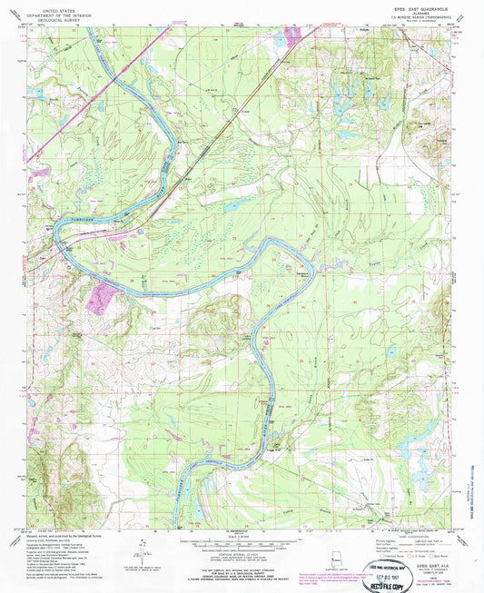 Classic USGS Epes East Alabama 7.5'x7.5' Topo Map Image