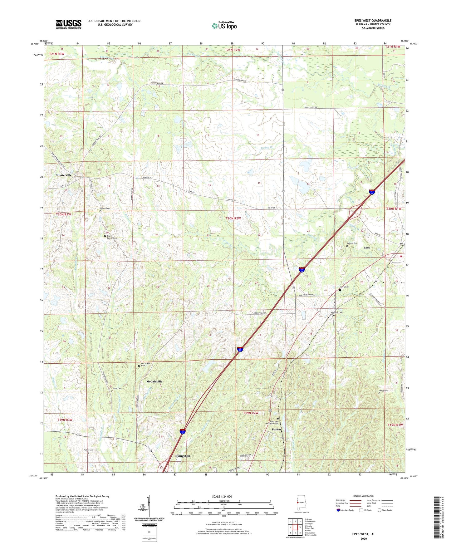 Epes West Alabama US Topo Map Image
