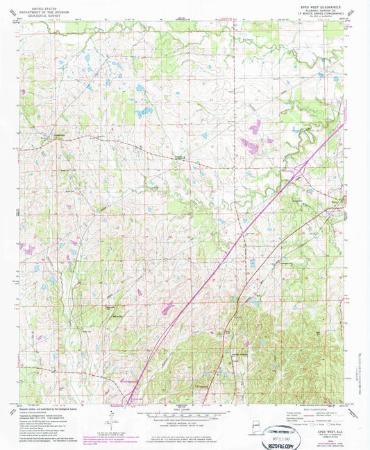 Classic USGS Epes West Alabama 7.5'x7.5' Topo Map Image