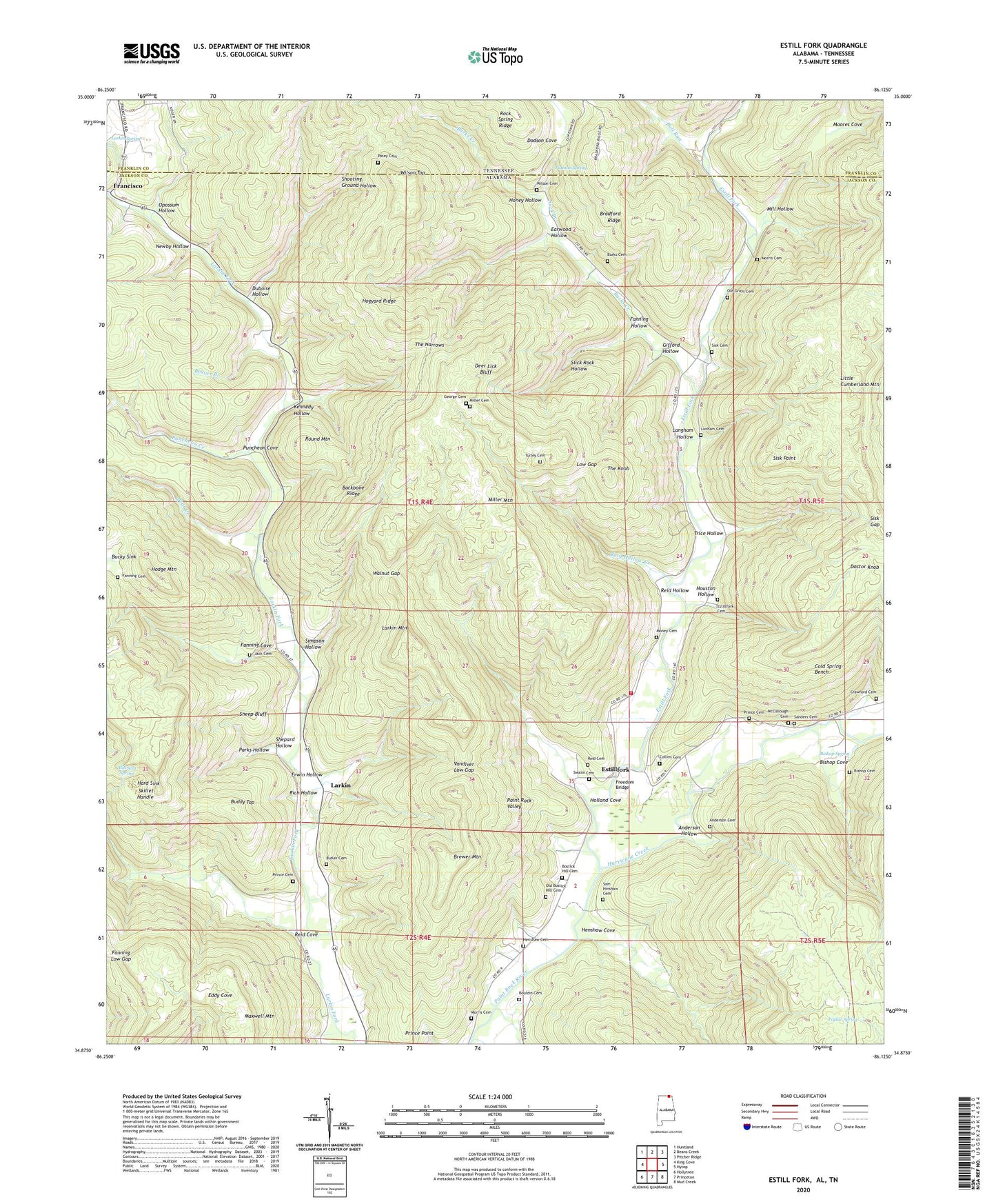 Estill Fork Alabama US Topo Map Image