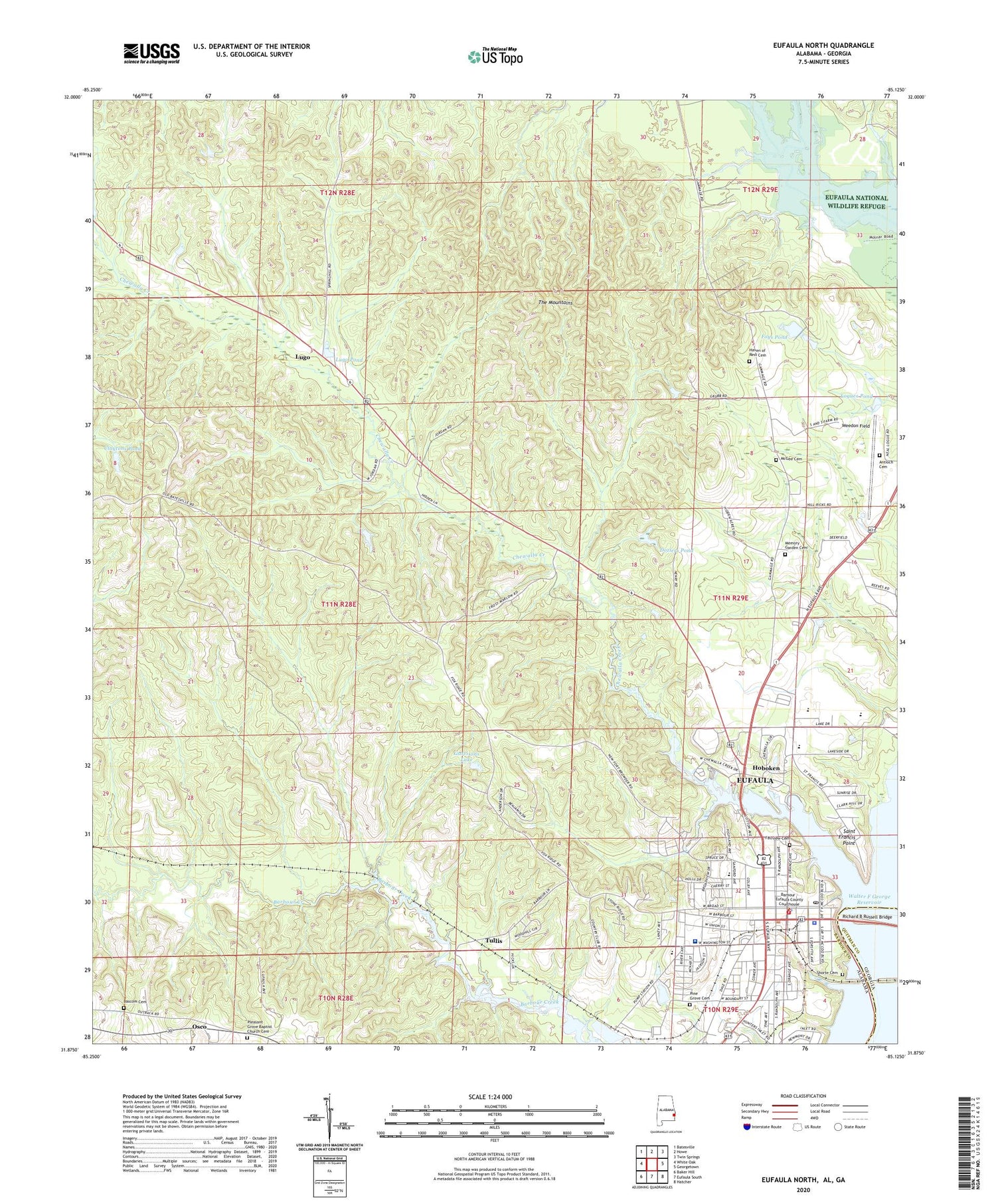 Eufaula North Alabama US Topo Map Image