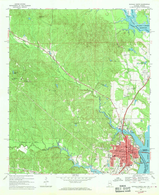 Classic USGS Eufaula North Alabama 7.5'x7.5' Topo Map Image
