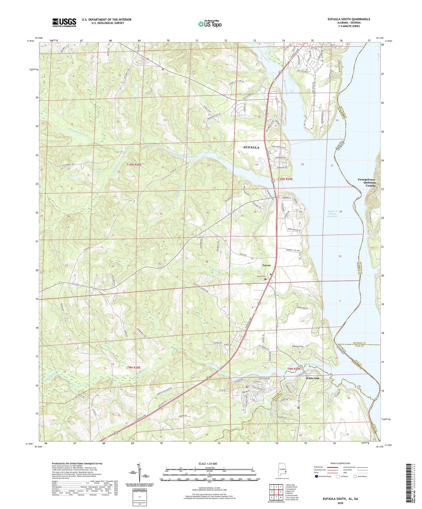 Eufaula South Alabama US Topo Map Image