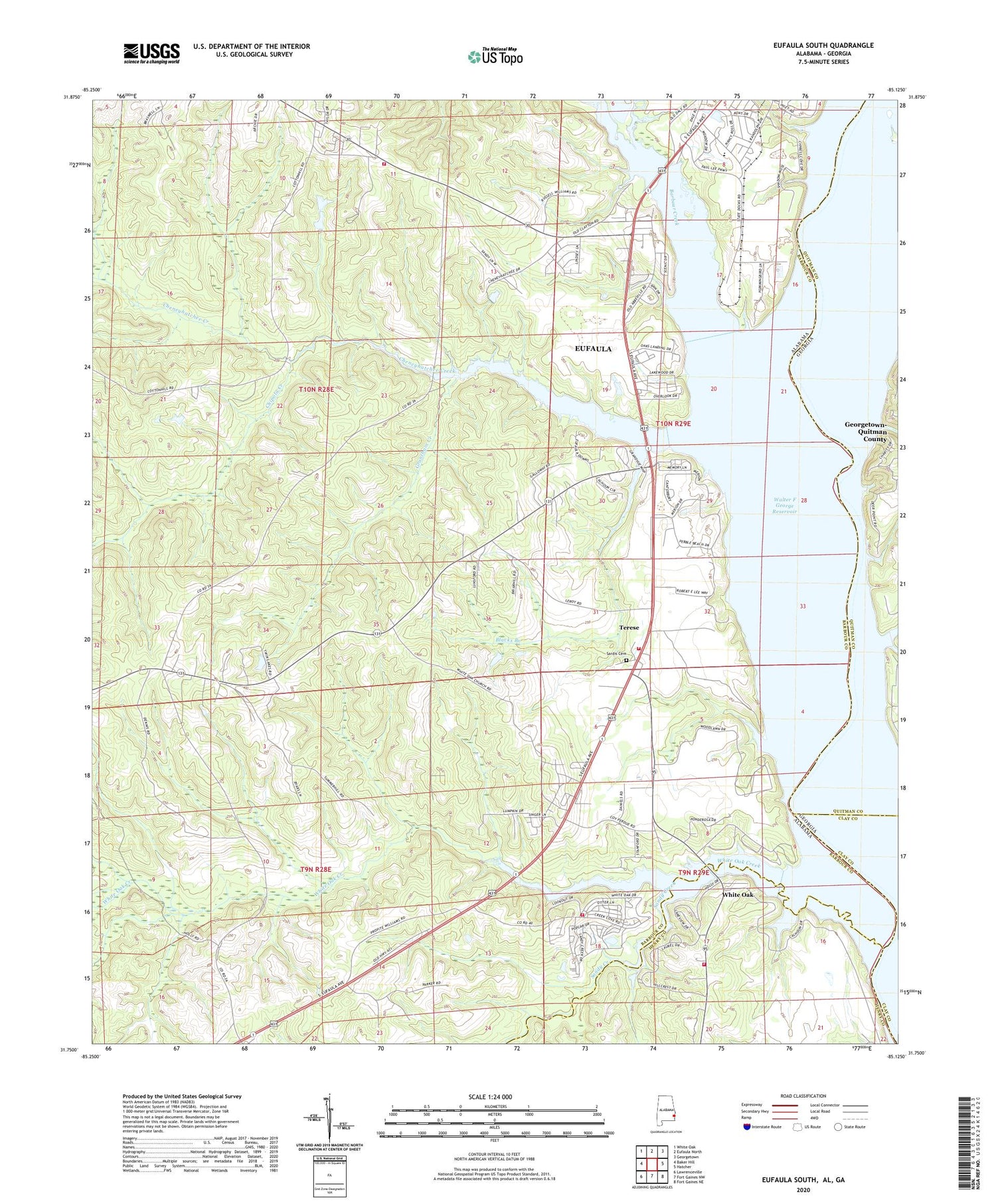 Eufaula South Alabama US Topo Map Image