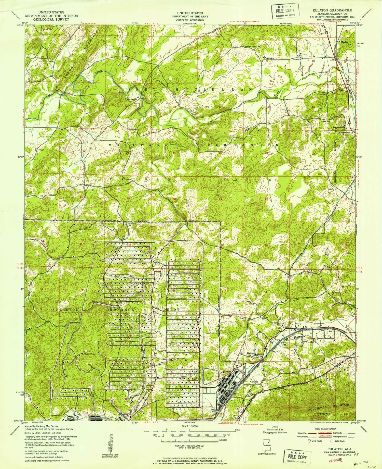 Classic USGS Eulaton Alabama 7.5'x7.5' Topo Map Image