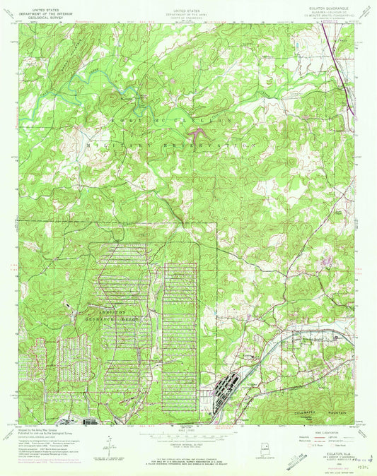 Classic USGS Eulaton Alabama 7.5'x7.5' Topo Map Image