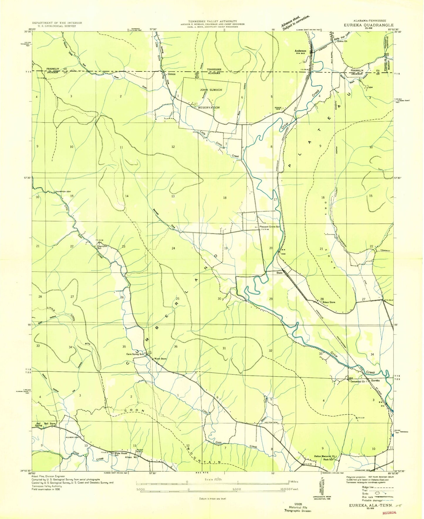 Classic USGS Eureka Alabama 7.5'x7.5' Topo Map Image