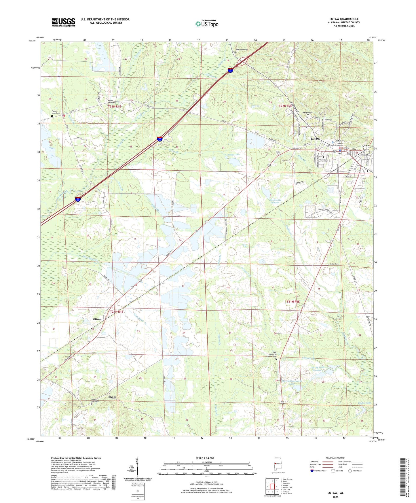 Eutaw Alabama US Topo Map Image