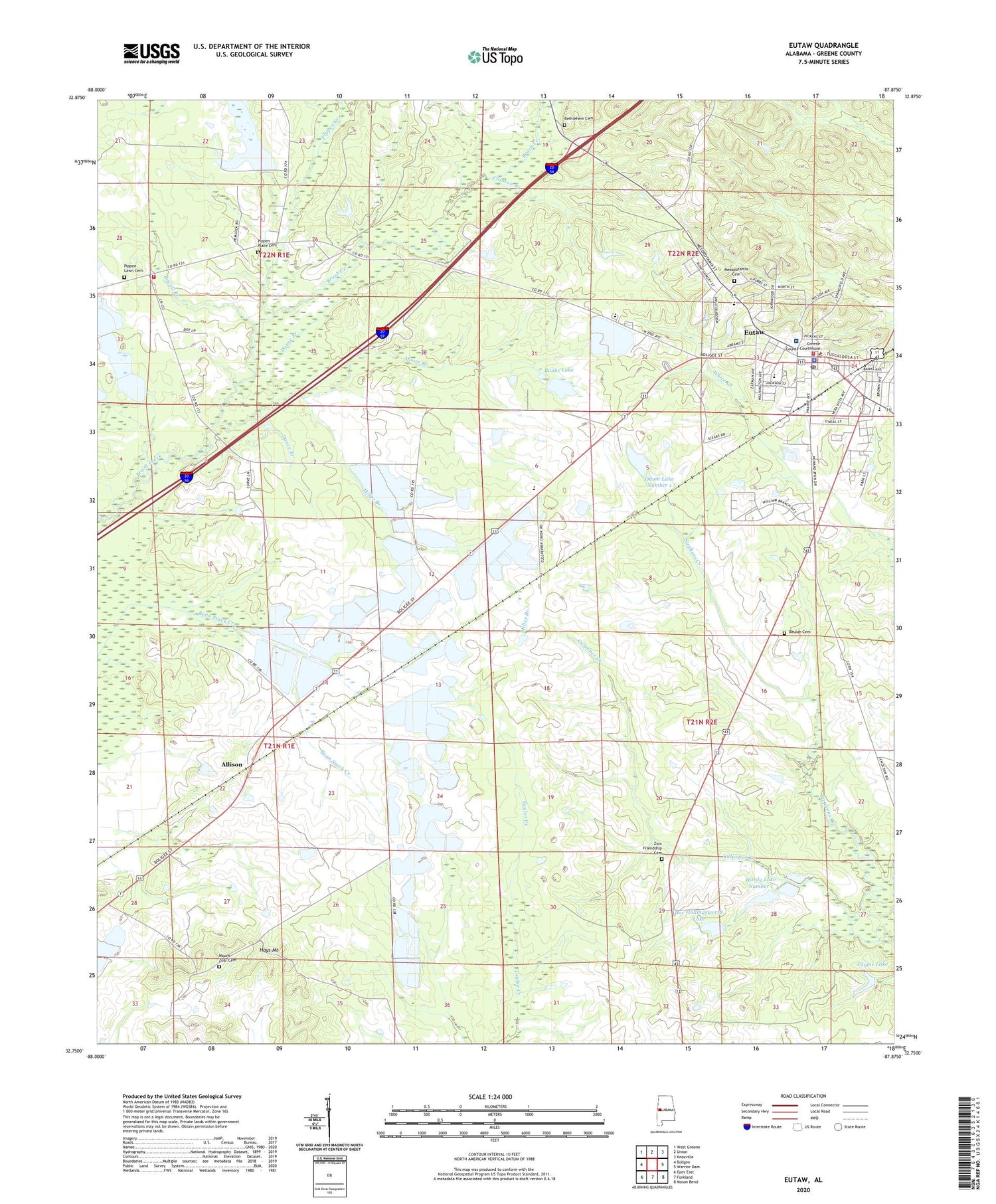 Eutaw Alabama US Topo Map Image