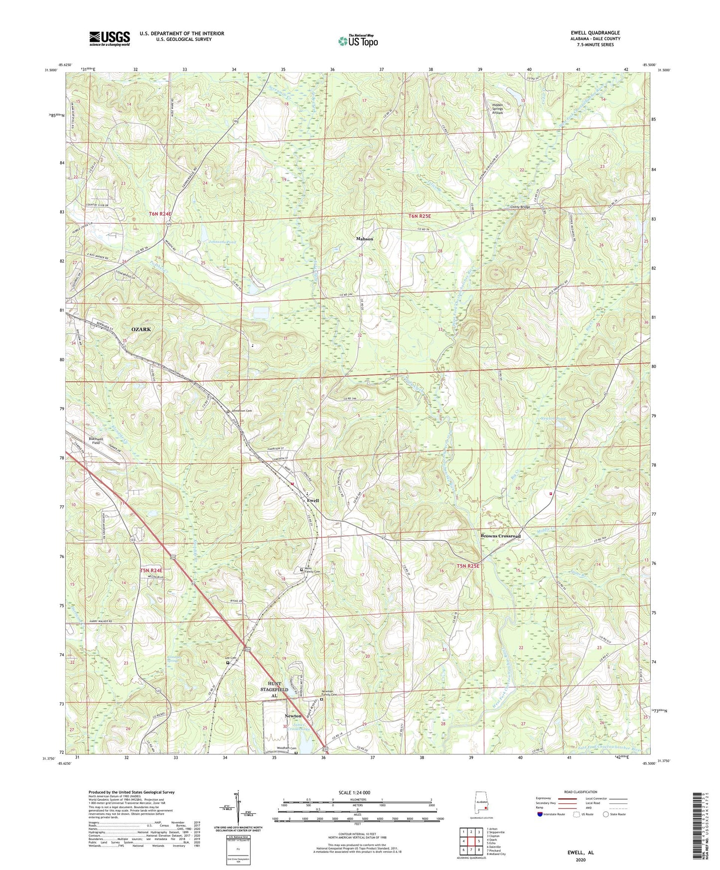 Ewell Alabama US Topo Map Image