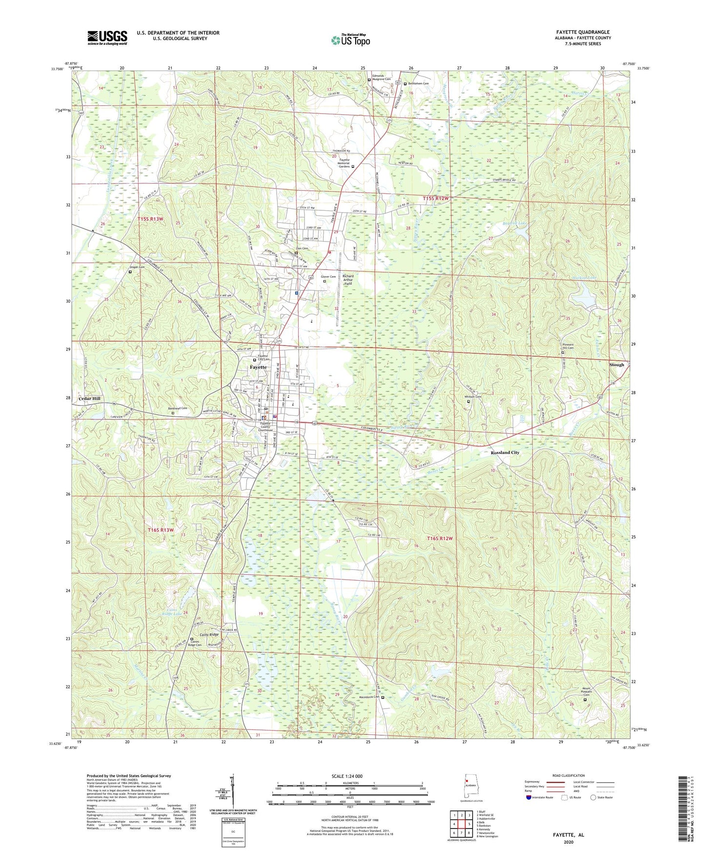 Fayette Alabama US Topo Map Image