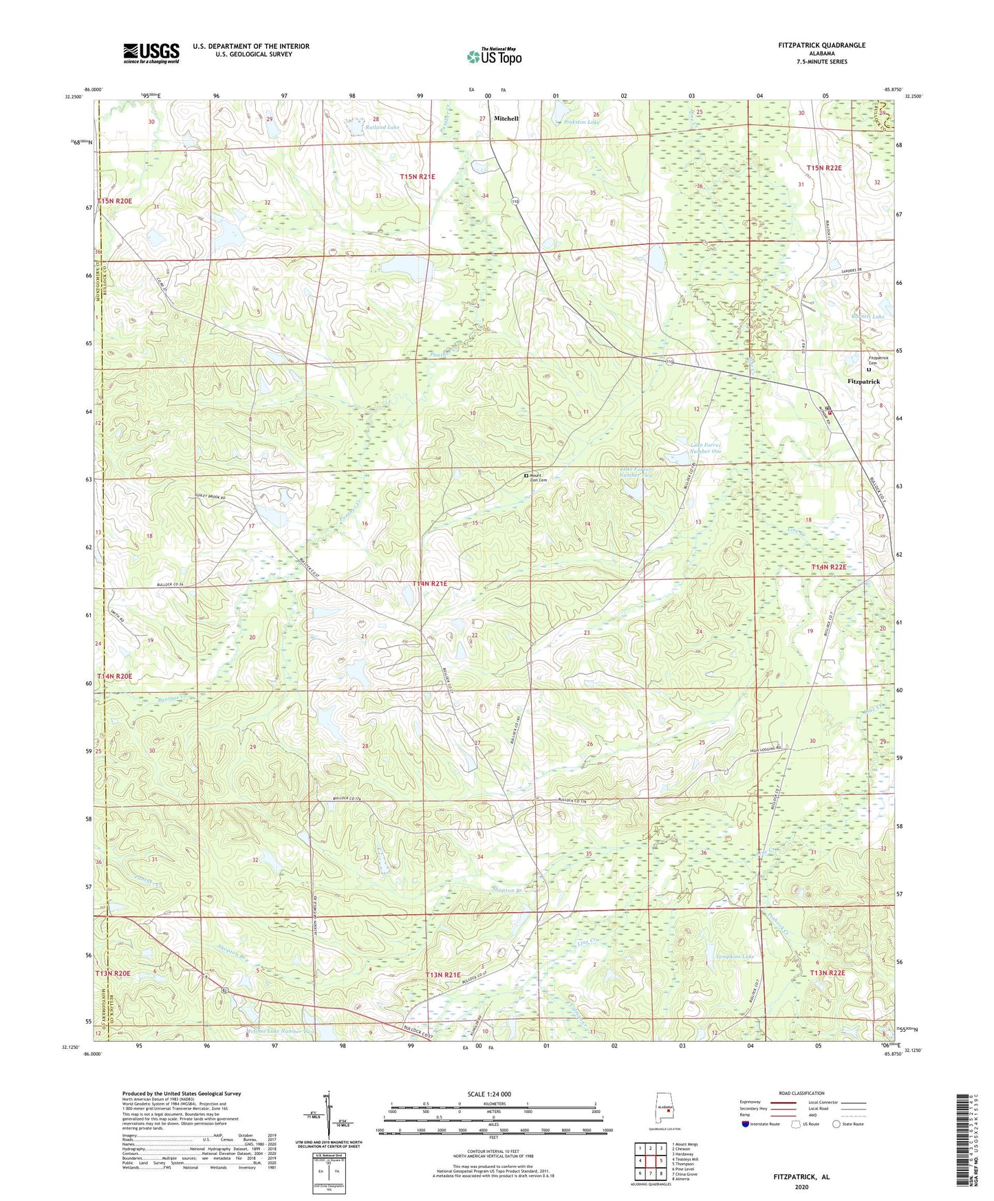 Fitzpatrick Alabama US Topo Map Image