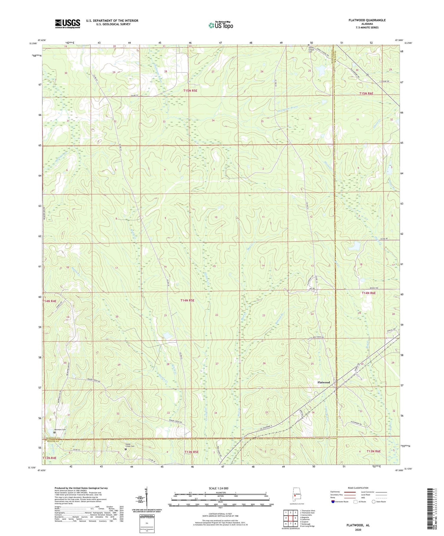 Flatwood Alabama US Topo Map Image